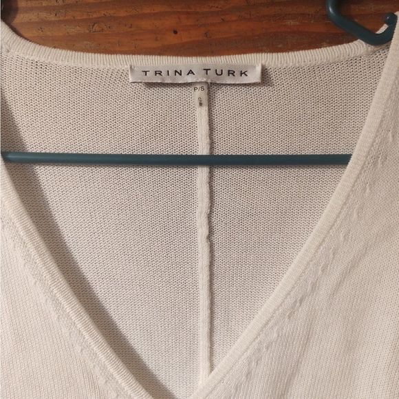 TRINA TURK | KIMONO STYLE SWEATER WITH METALLIC MESH STRIPES - Picture 6 of 6